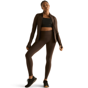 Women's Matte Zip-Up Jacket x Tights - Chocolate